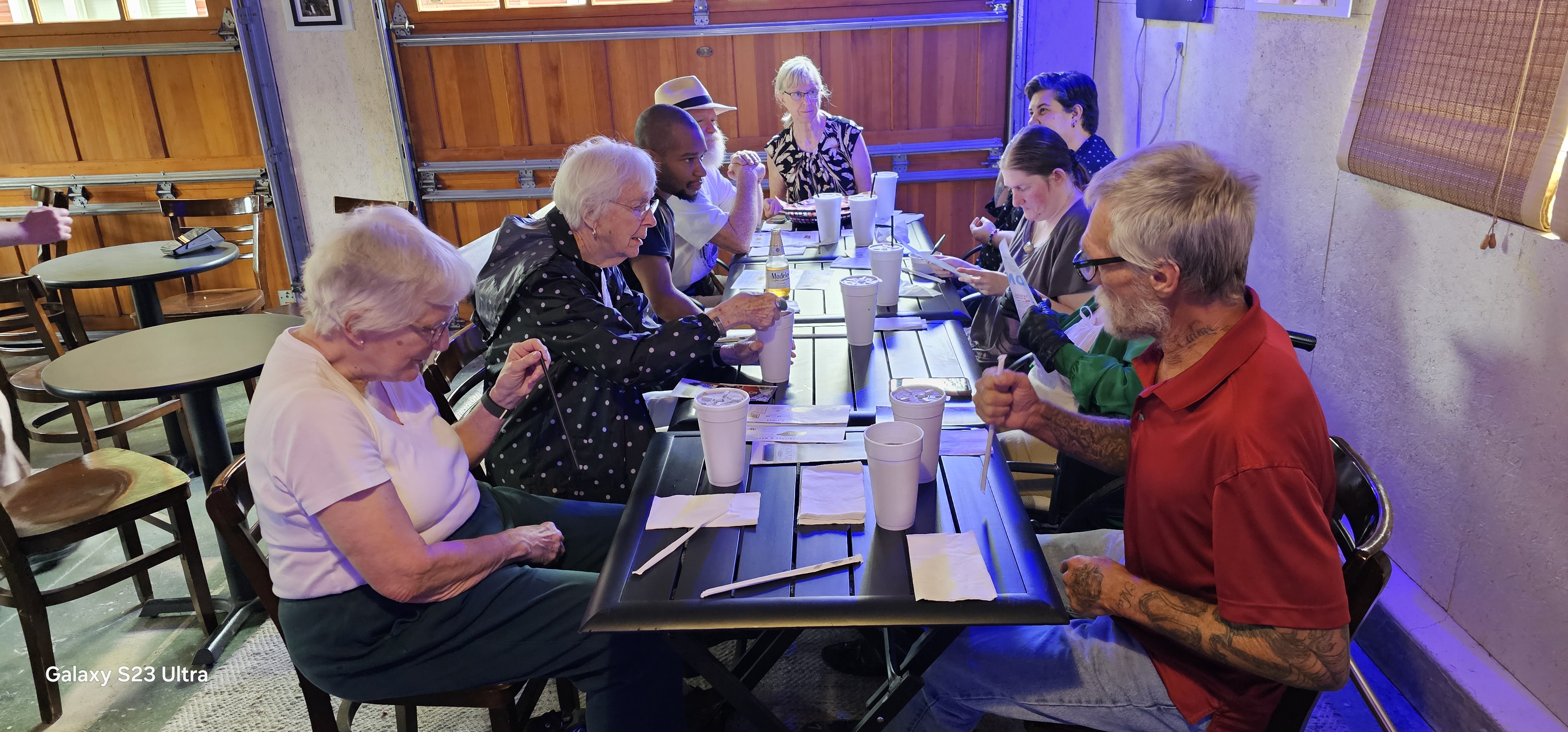 Lonnie at lunch after church with friends